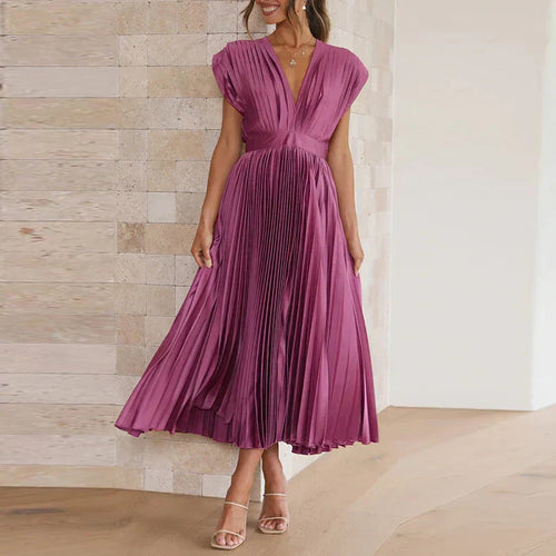Timeless-Elegance Pleated Dress