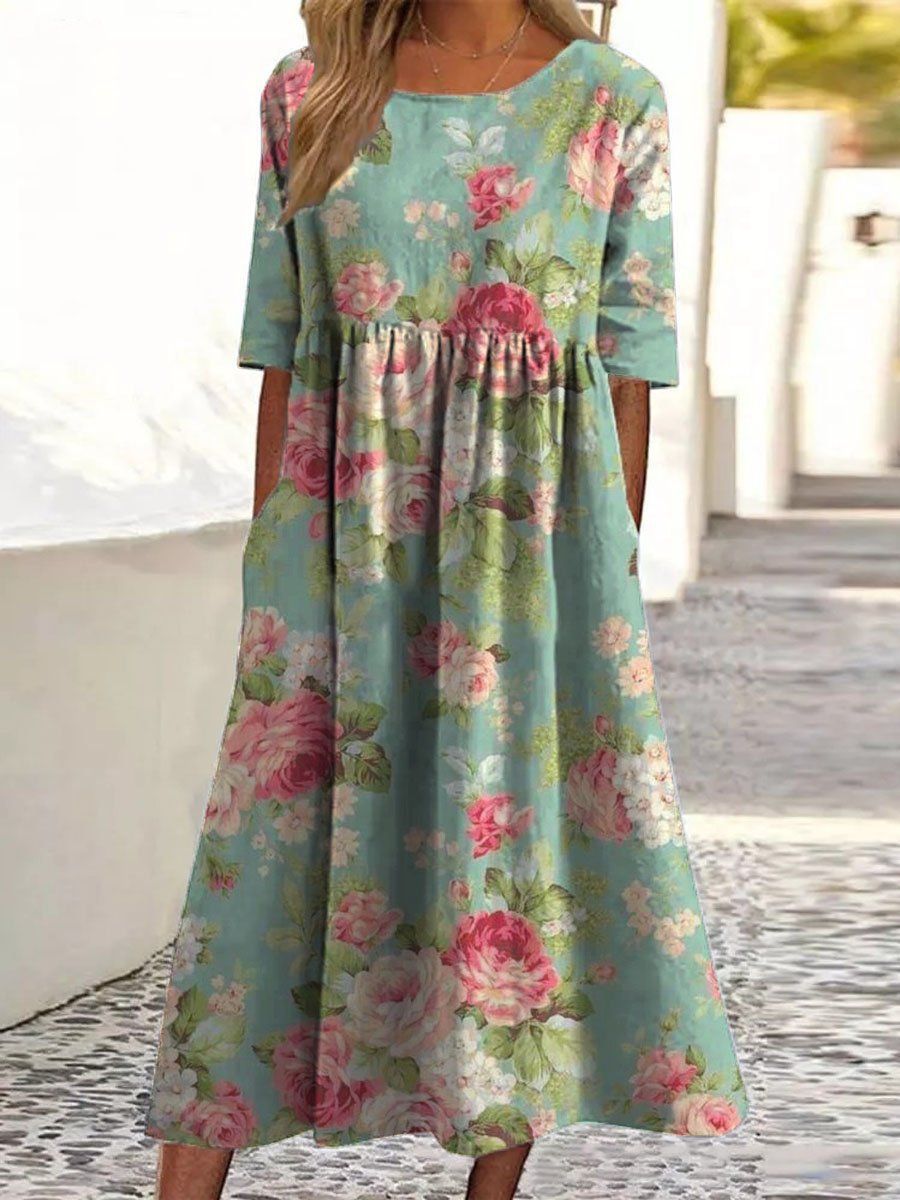 Embroidered-Elegance Midi Dress