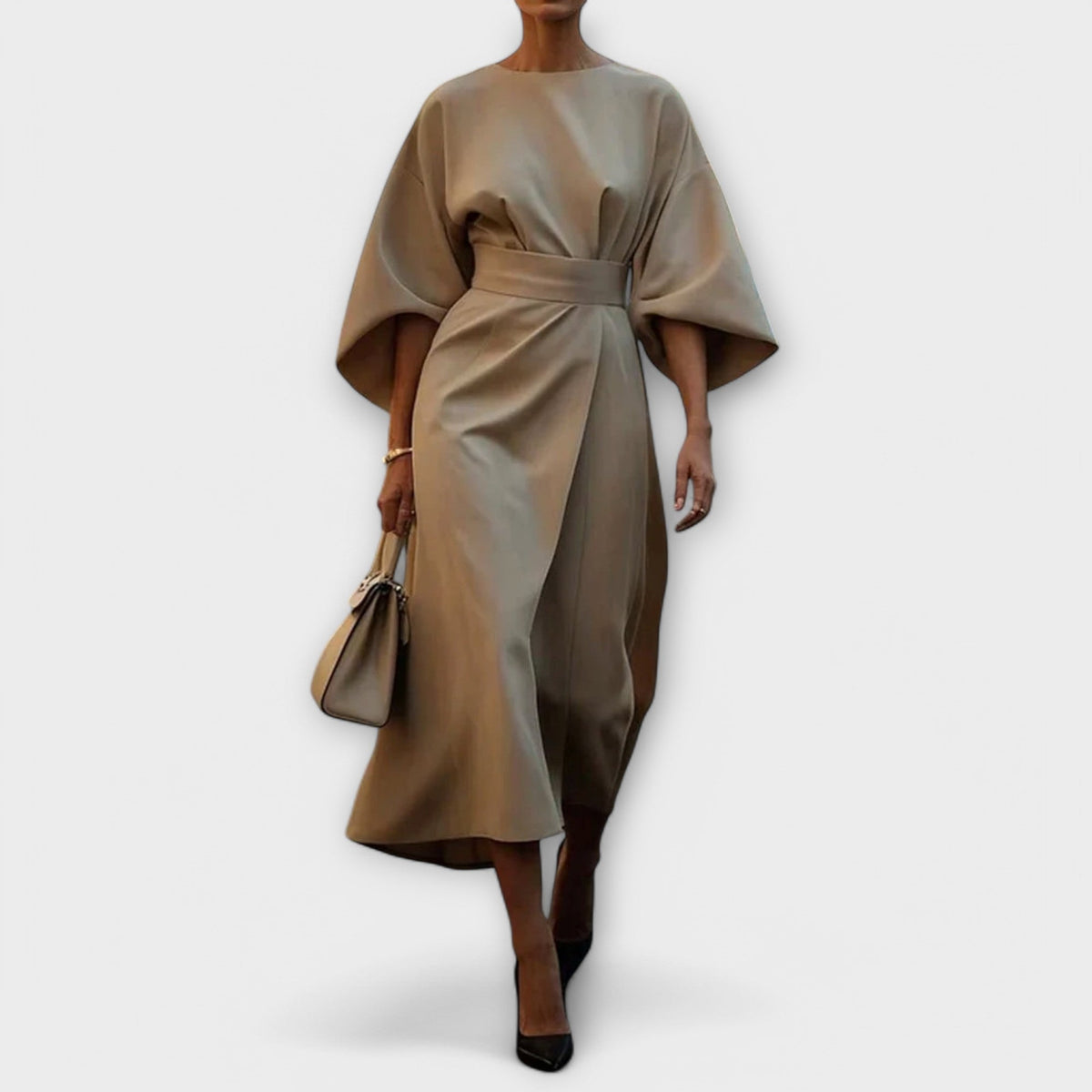 Elegant Lantern-Sleeve Dress