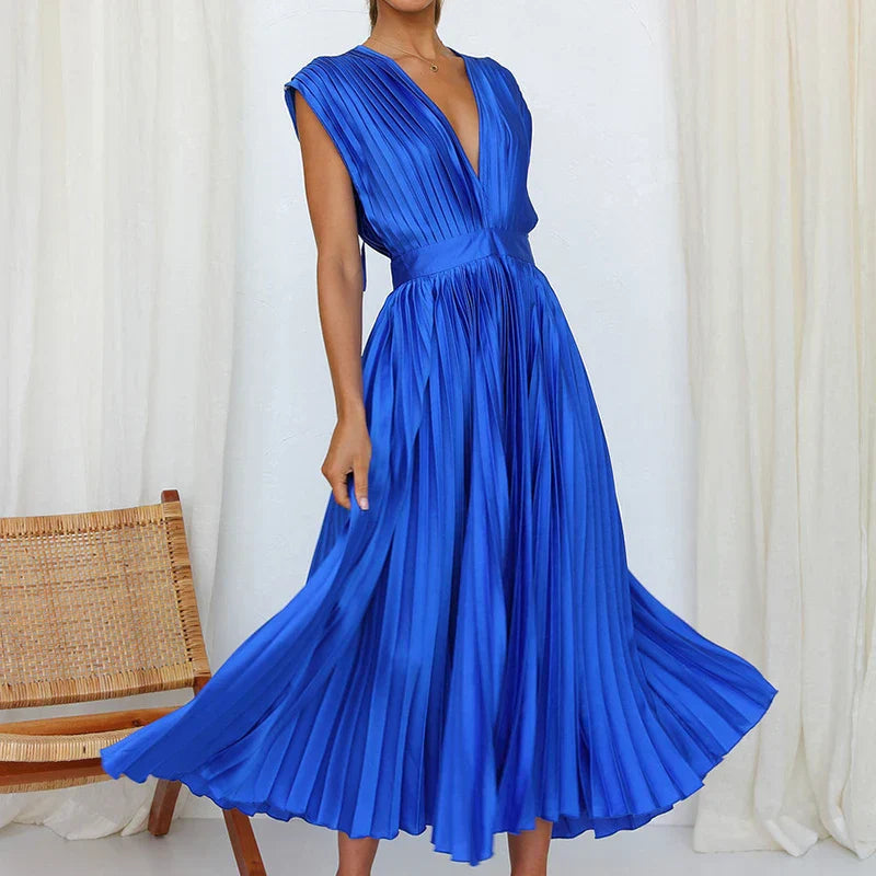 Timeless-Elegance Pleated Dress