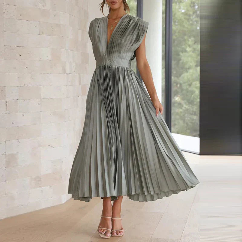 Timeless-Elegance Pleated Dress