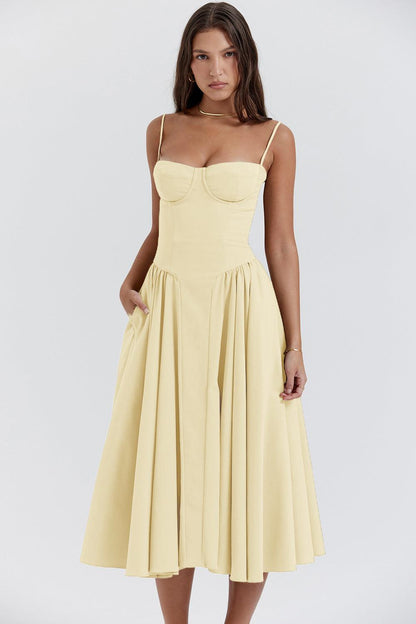 Elegant-Twill Midi Dress
