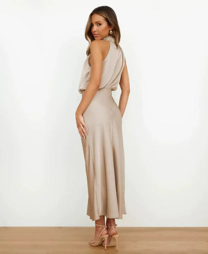 Elegant High-Waist Midi Dress