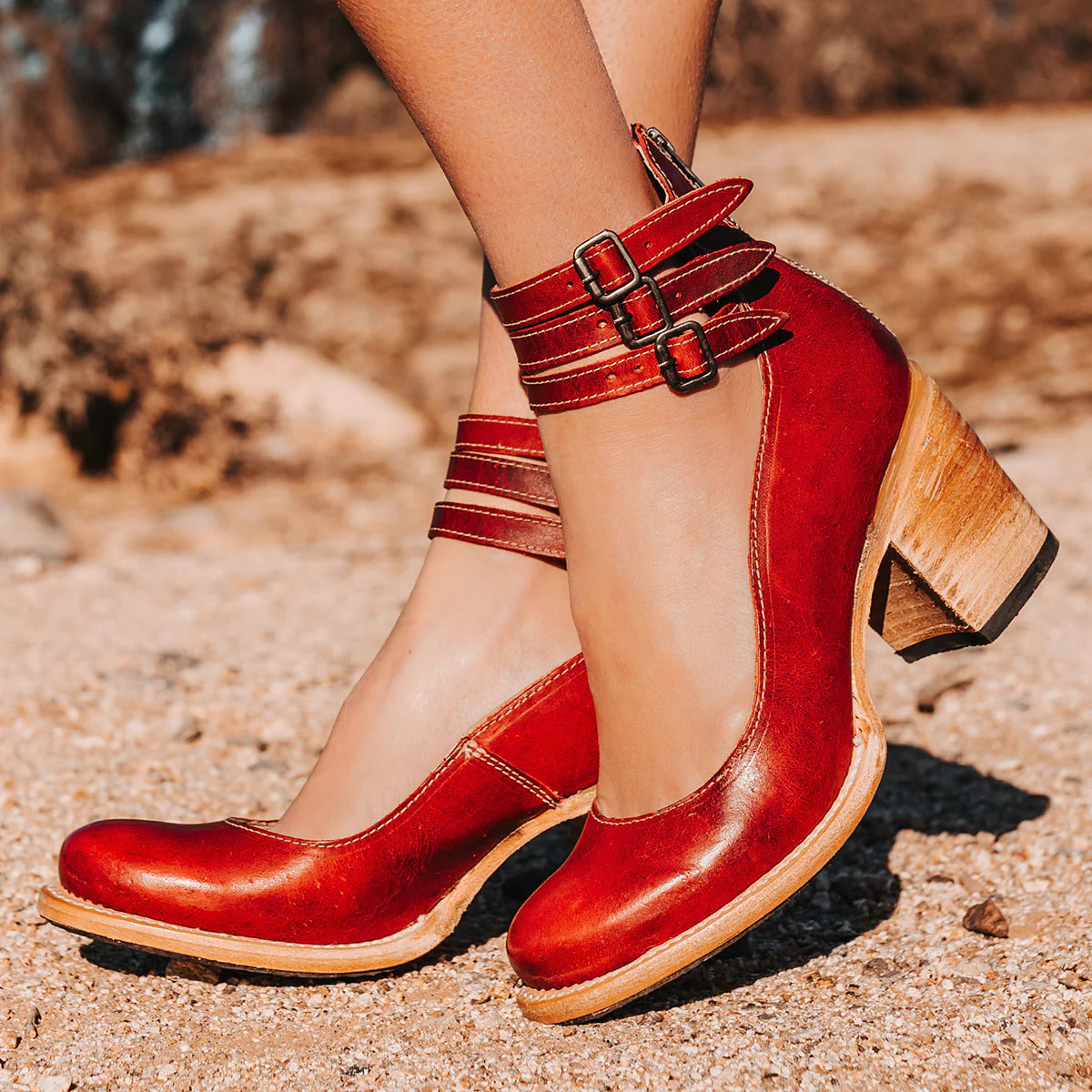 Vintage-Charm Ankle Strap Heels