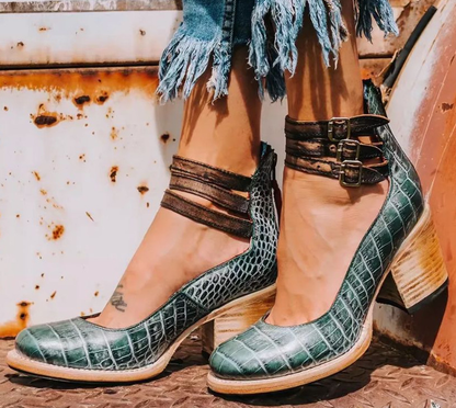 Vintage-Charm Ankle Strap Heels