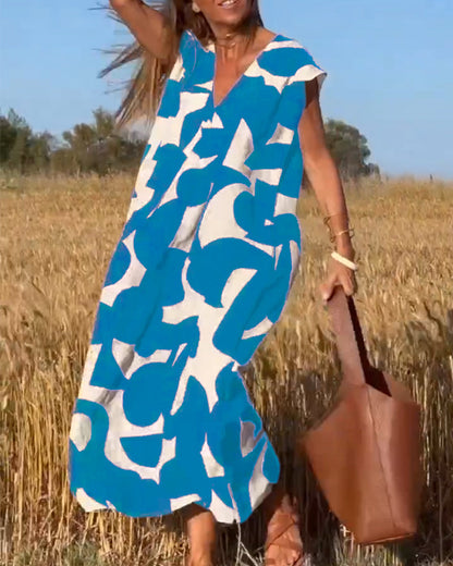 Elegant-Print Maxi Dress