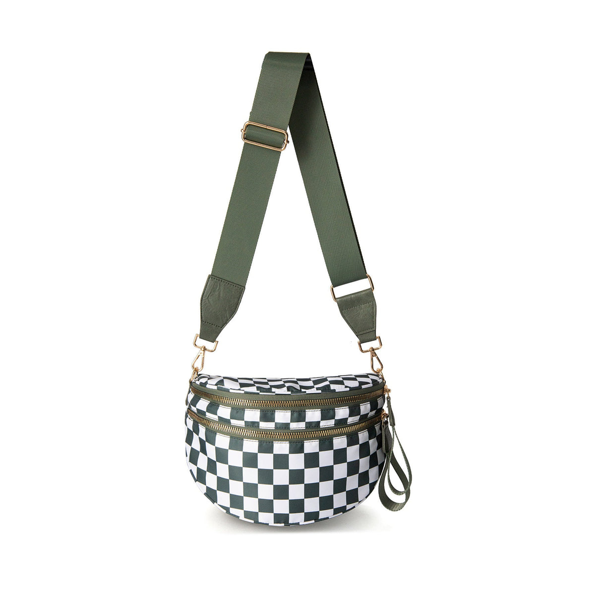 Secure-Zip Chequered Crossbody Bag