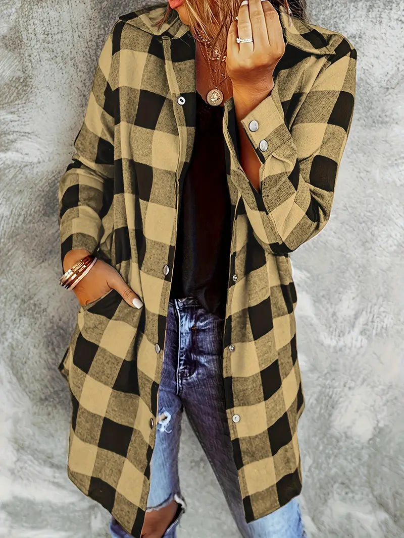Checked Soft-Stretch Blouse