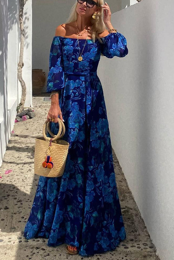 Romantic Floral Off-Shoulder Dress