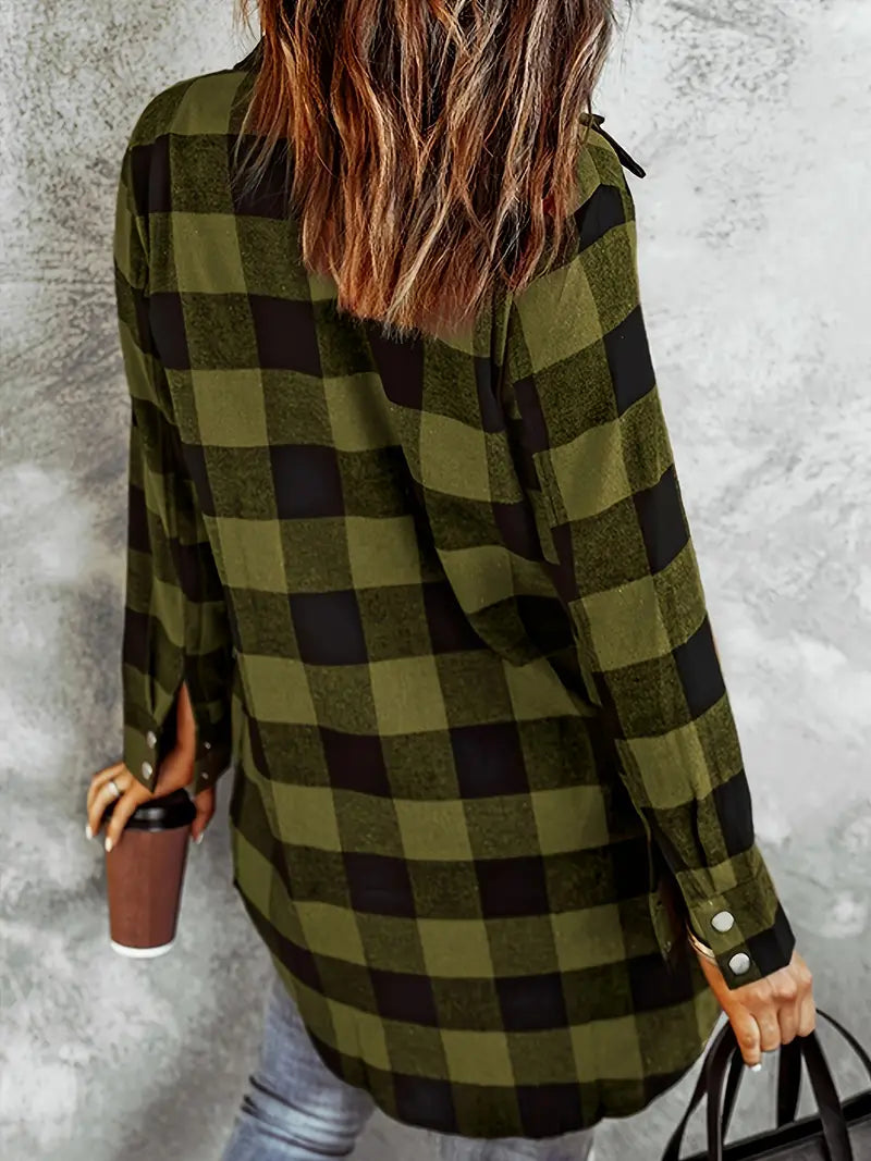 Checked Soft-Stretch Blouse