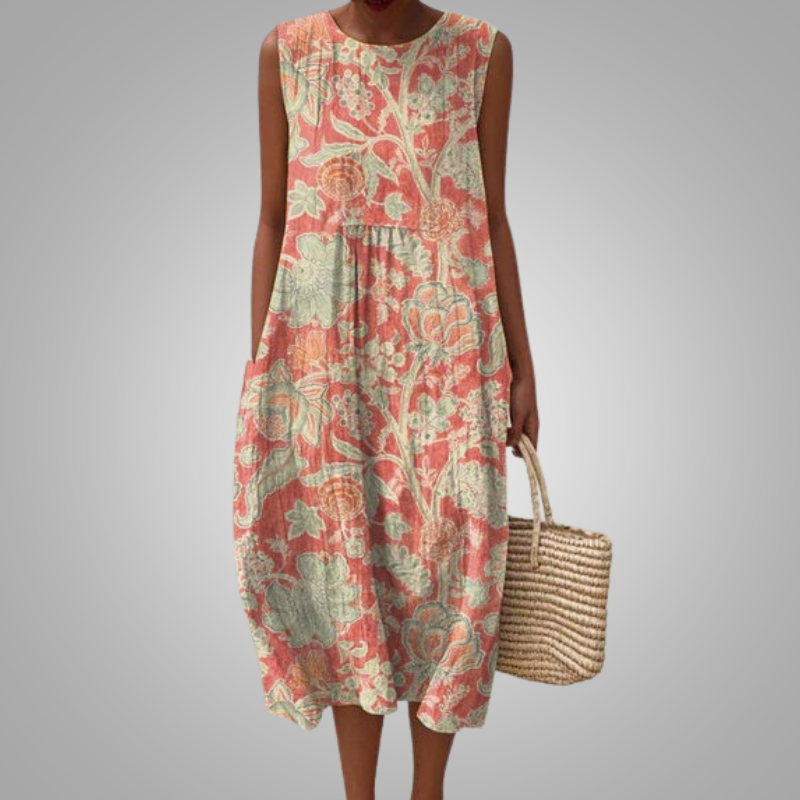 Elegance-Flow Coral Dress