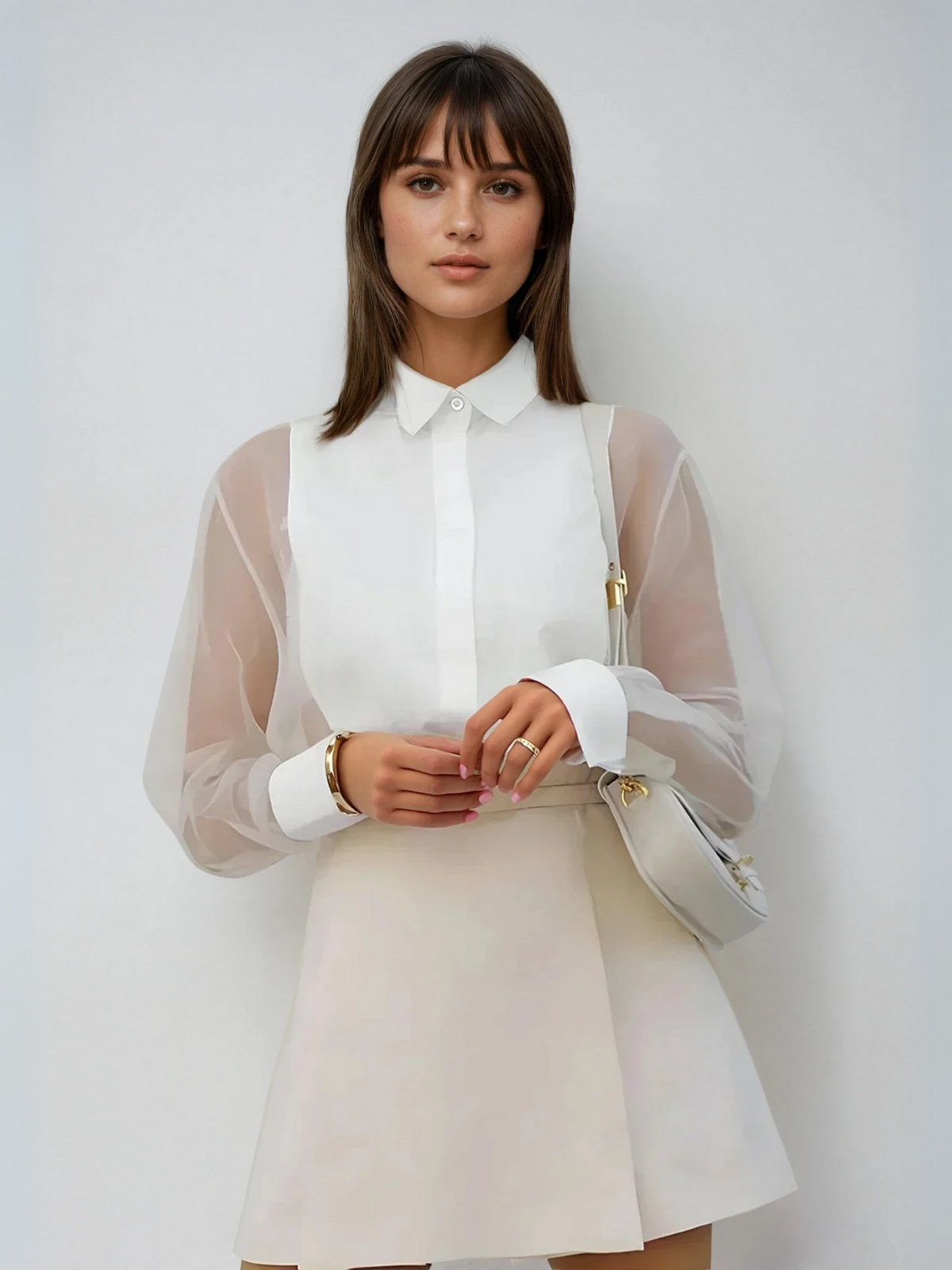 Elegant Puff Sleeve Organza Top