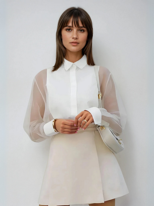 Elegant Puff Sleeve Organza Top