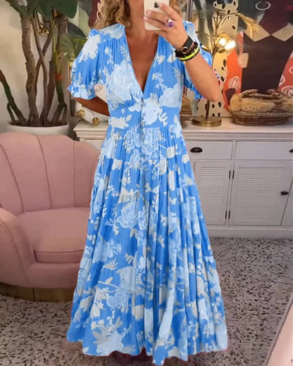 Effortless V-Neck Floral Dress