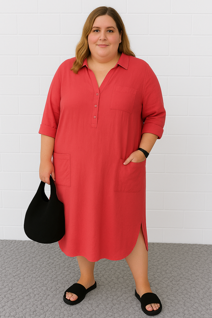 Relaxed-Fit Cotton Midi Dress