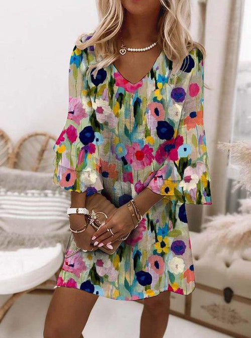 Chic Floral V-Neck Mini Dress