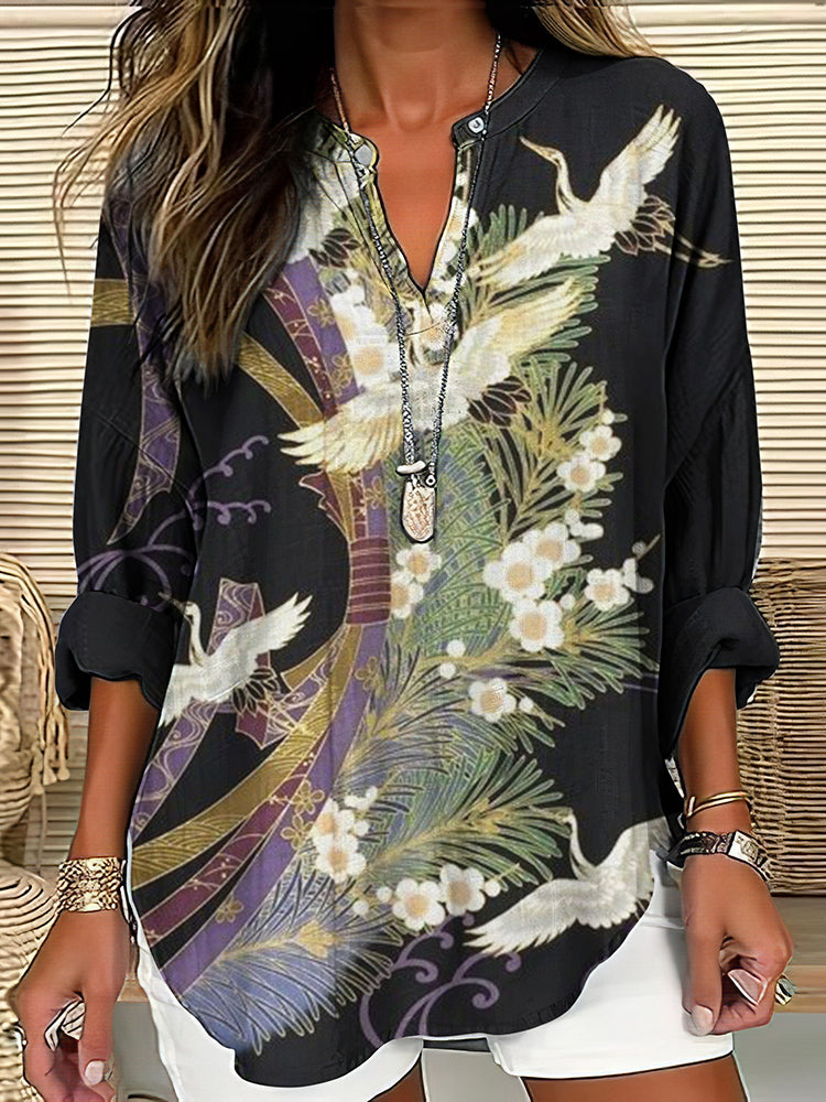 Effortless Comfort Flight Print Blouse