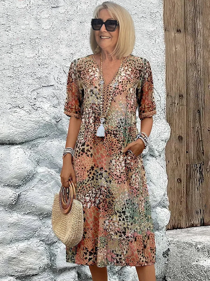 Luxury Patterned Midi Dress