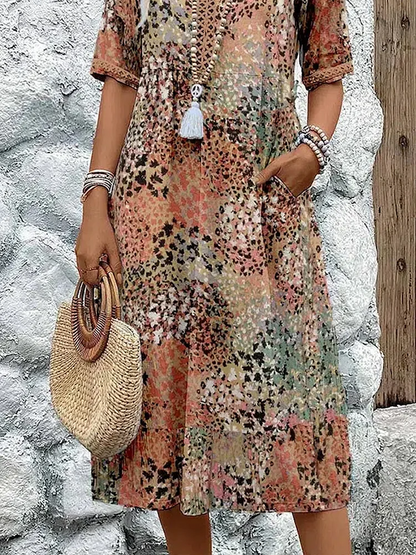 Luxury Patterned Midi Dress