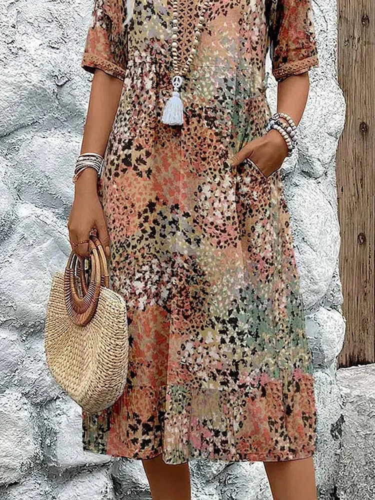 Luxury Patterned Midi Dress