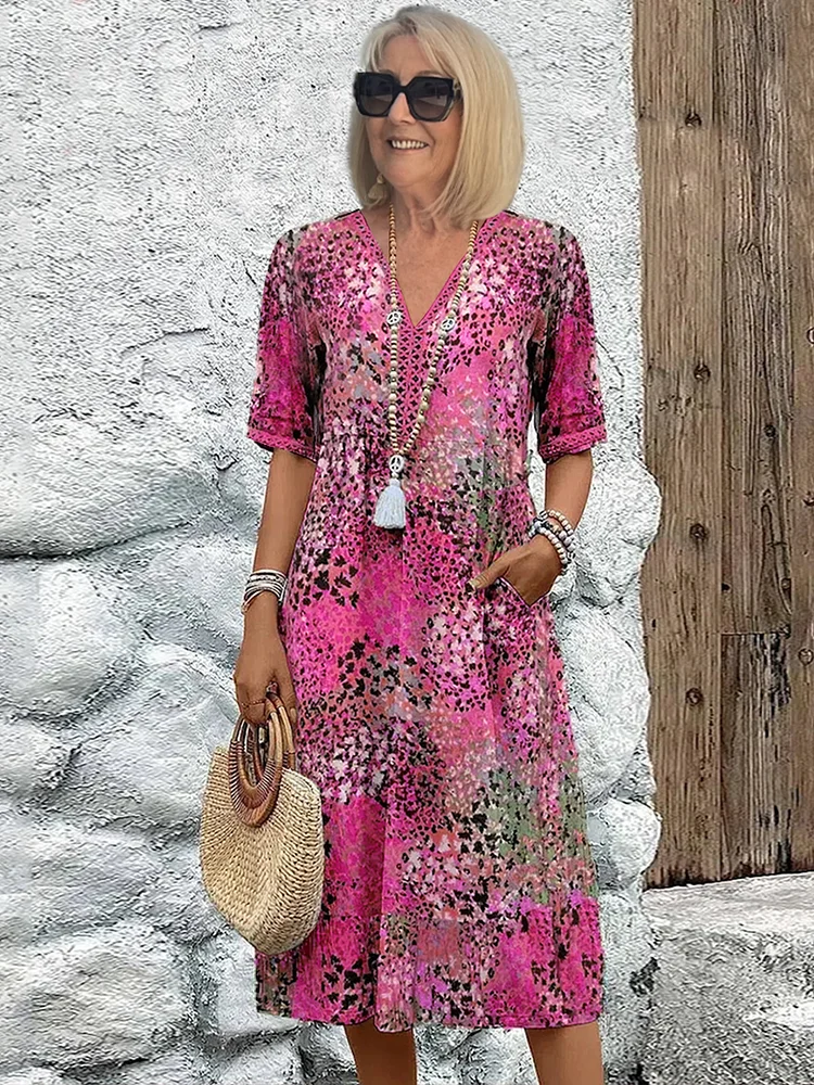 Luxury Patterned Midi Dress