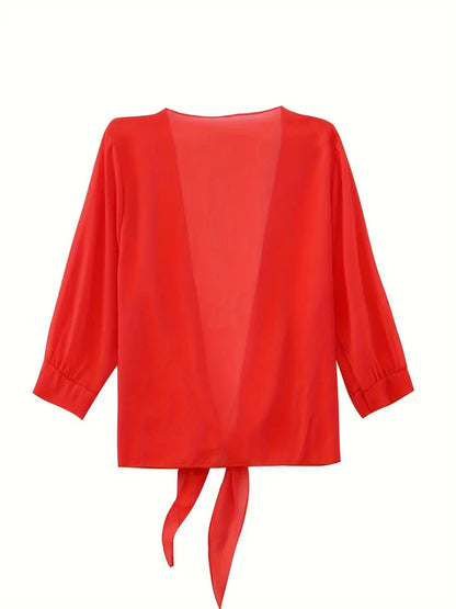 Flattering Tie-Neck Blouse