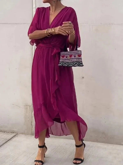 Chic Chiffon V-Neck Dress