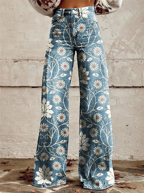 Vibrant Floral Wide-Leg Pants
