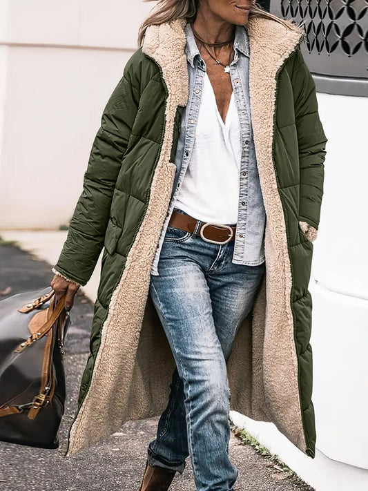 Knee-Length Cosy Fleece Jacket