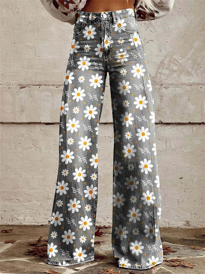 Colourful Floral Wide-Leg Pants