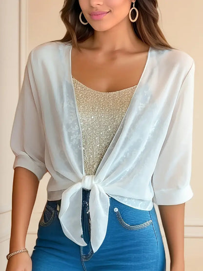 Flattering Tie-Neck Blouse