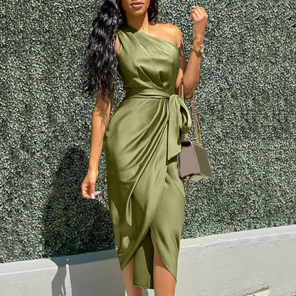 Silk Asymmetric Maxi Dress