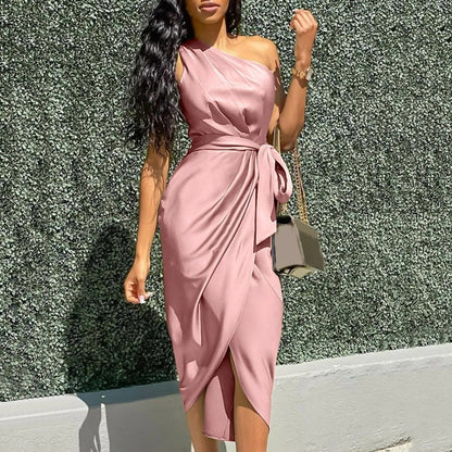 Silk Asymmetric Maxi Dress