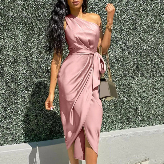 Silk Asymmetric Maxi Dress