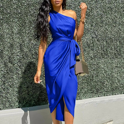 Silk Asymmetric Maxi Dress