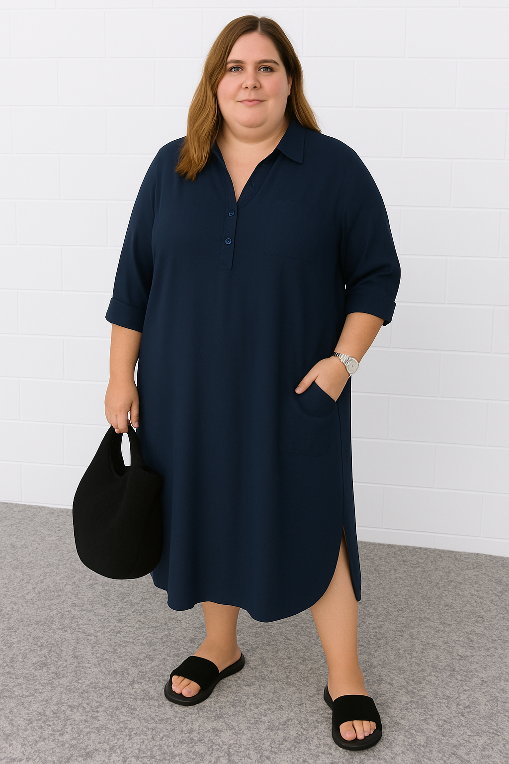 Relaxed-Fit Cotton Midi Dress