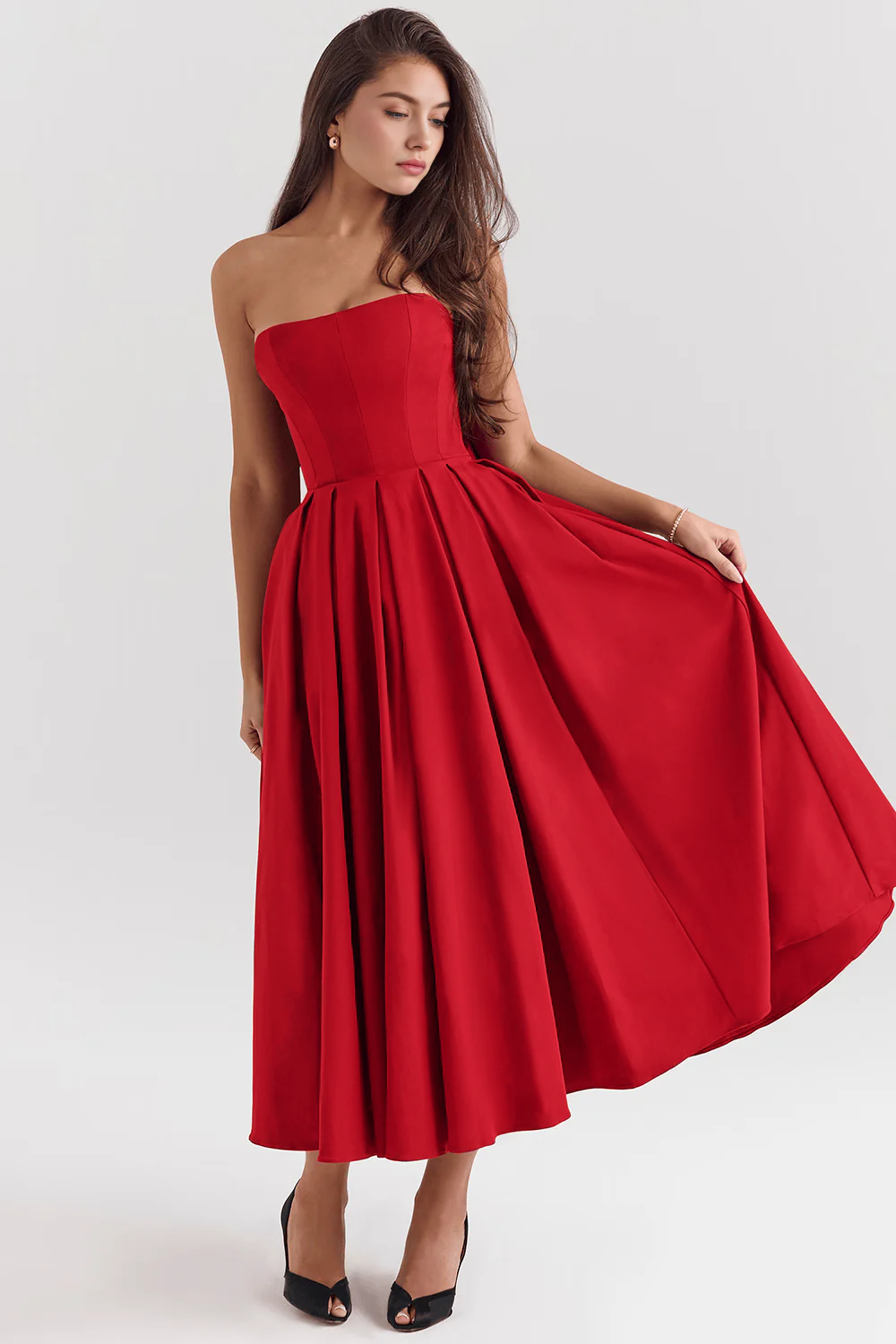 Elegant Corseted Midi Dress
