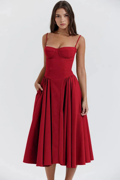 Elegant-Twill Midi Dress