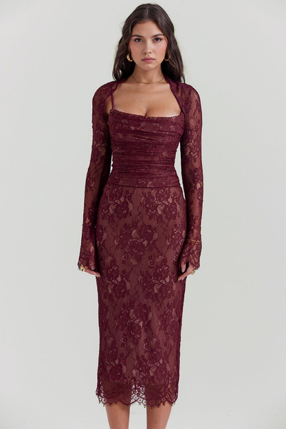 Elegant Lace Midi Dress