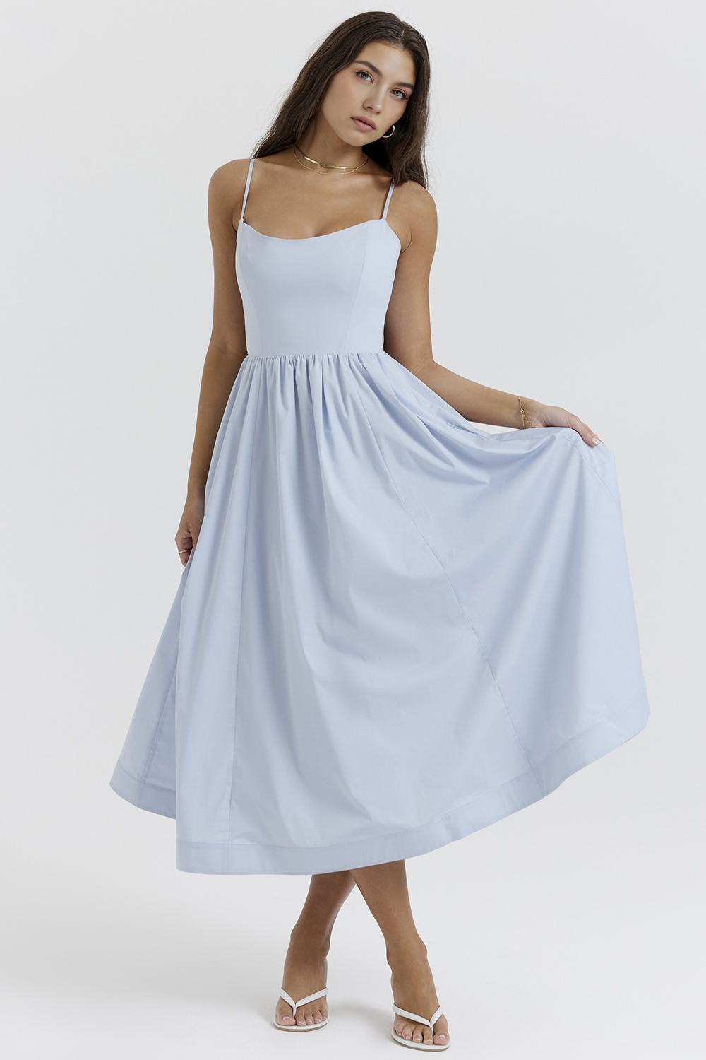 Feminine-Flare Midi Dress