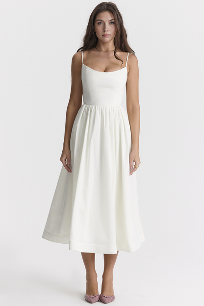 Feminine-Flare Midi Dress