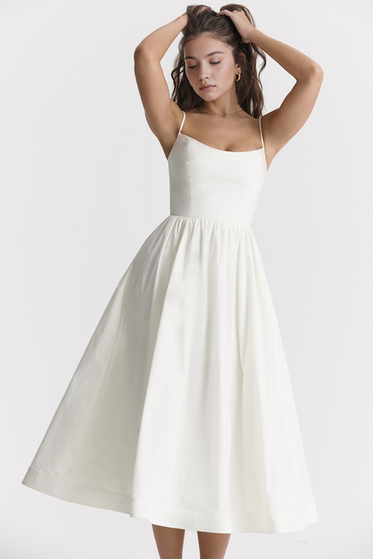 Feminine-Flare Midi Dress