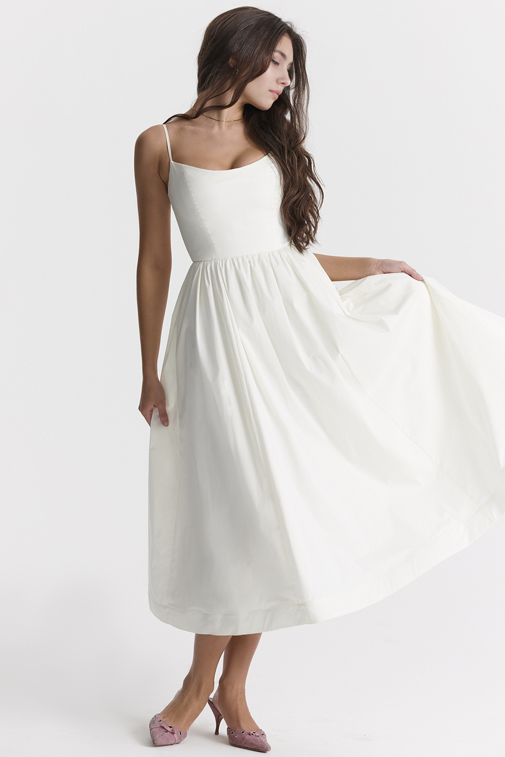 Feminine-Flare Midi Dress