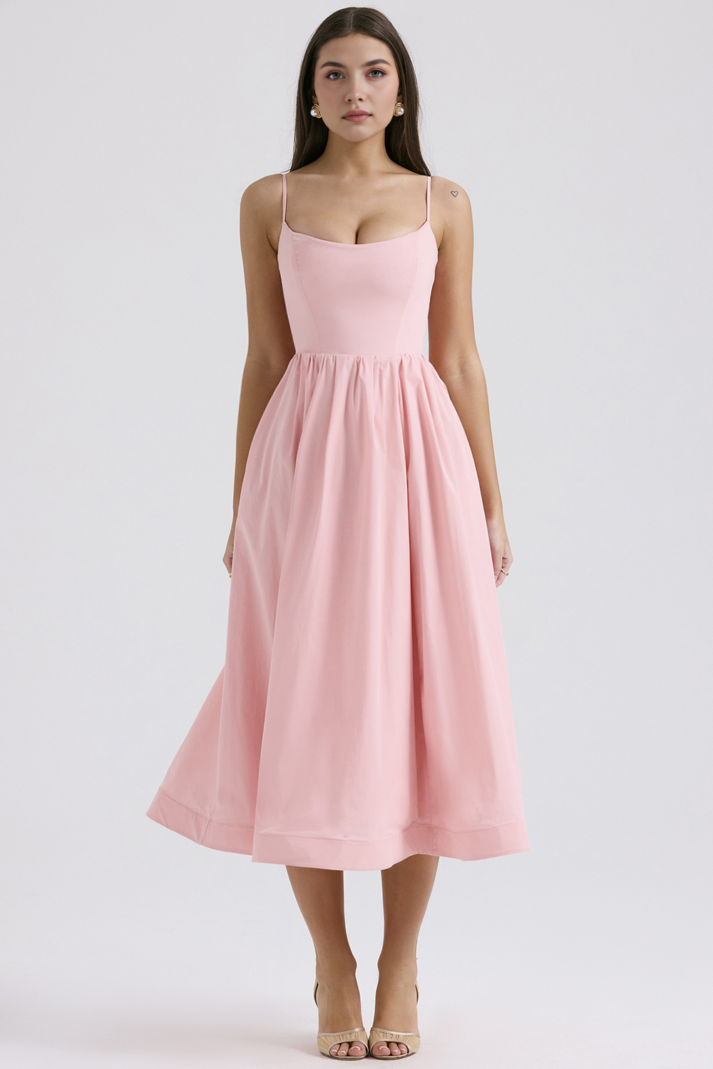 Feminine-Flare Midi Dress
