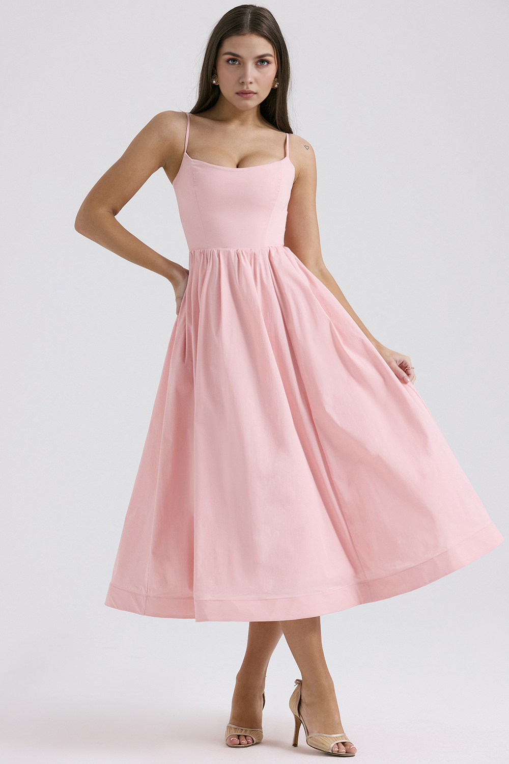 Feminine-Flare Midi Dress