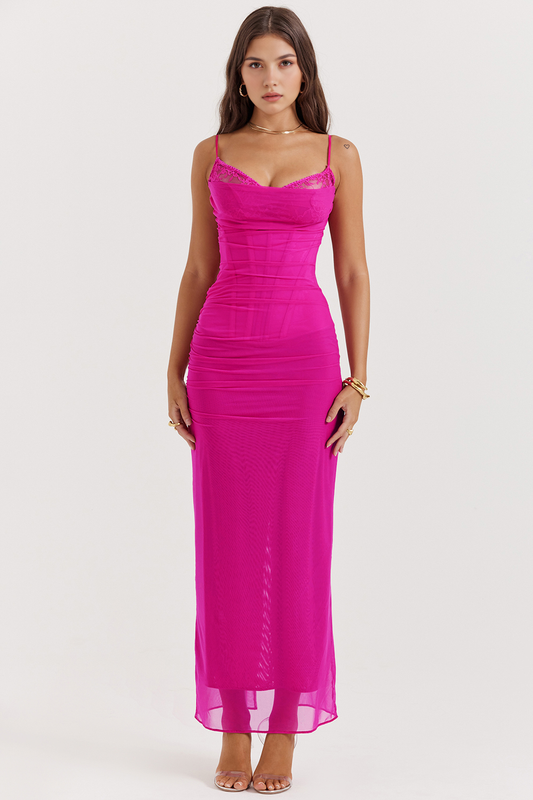 Elegant Sculpting Lace Mesh Dress