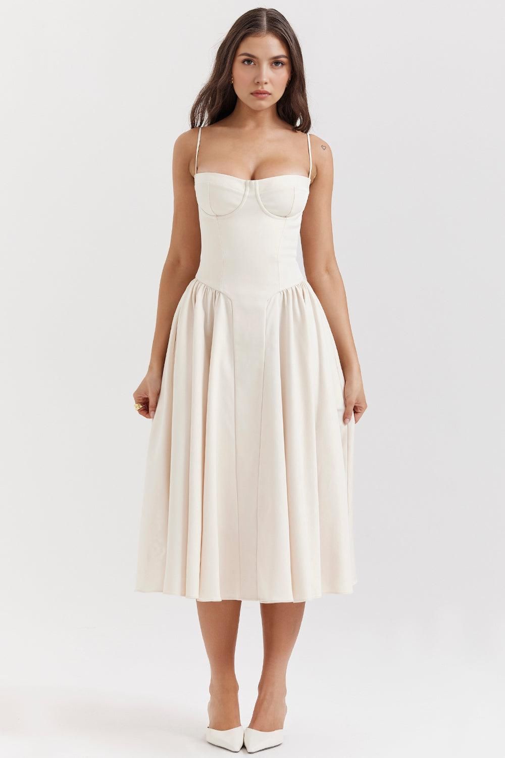 Elegant-Twill Midi Dress