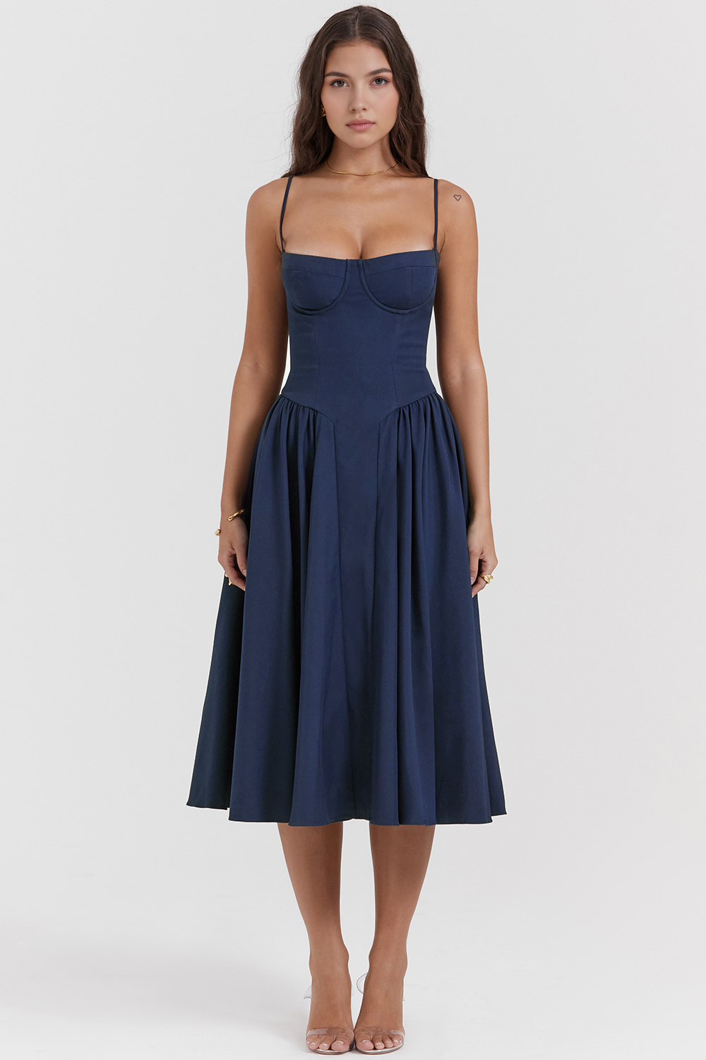 Elegant-Twill Midi Dress