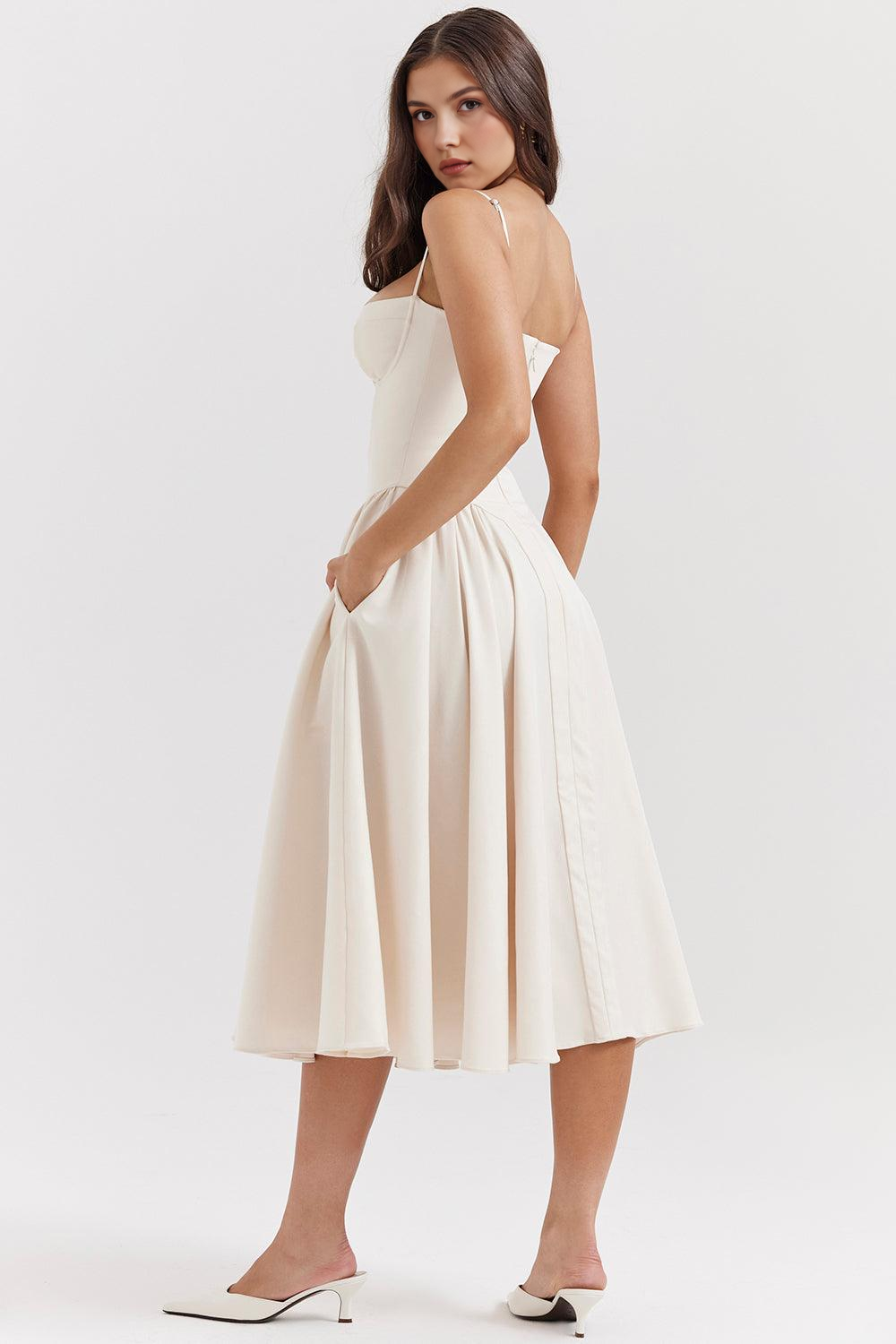 Elegant-Twill Midi Dress