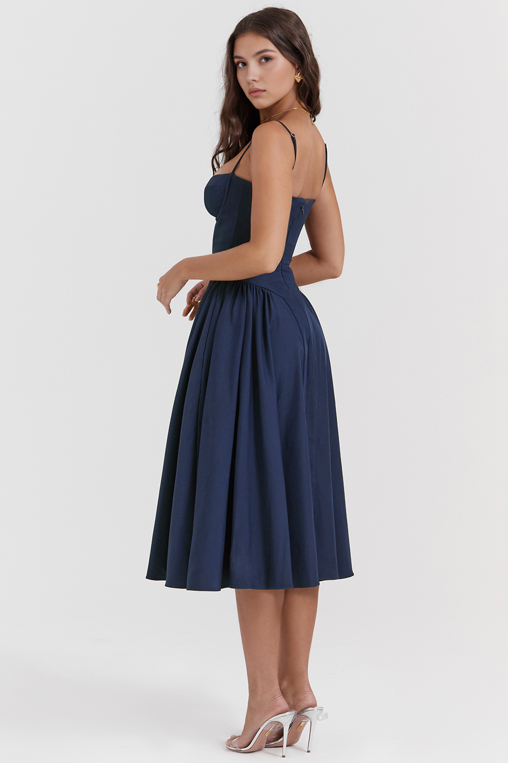 Elegant-Twill Midi Dress